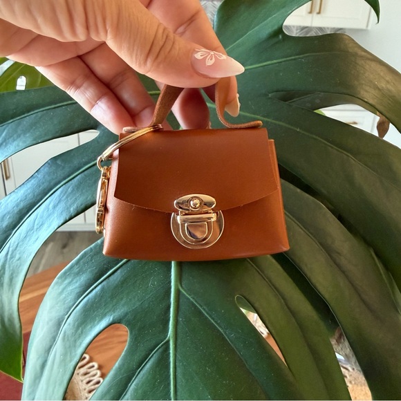 Brown Mini coin purse bag tote keychain - Picture 3 of 4
